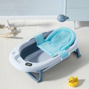 Bath | Galy Collapsible Bath Tub W/Thermometer & Mesh Support/Whale Toy